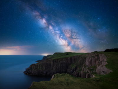 How to capture the Milky Way over hillside durness co cliffs with a phone: settings, horizons and composition
