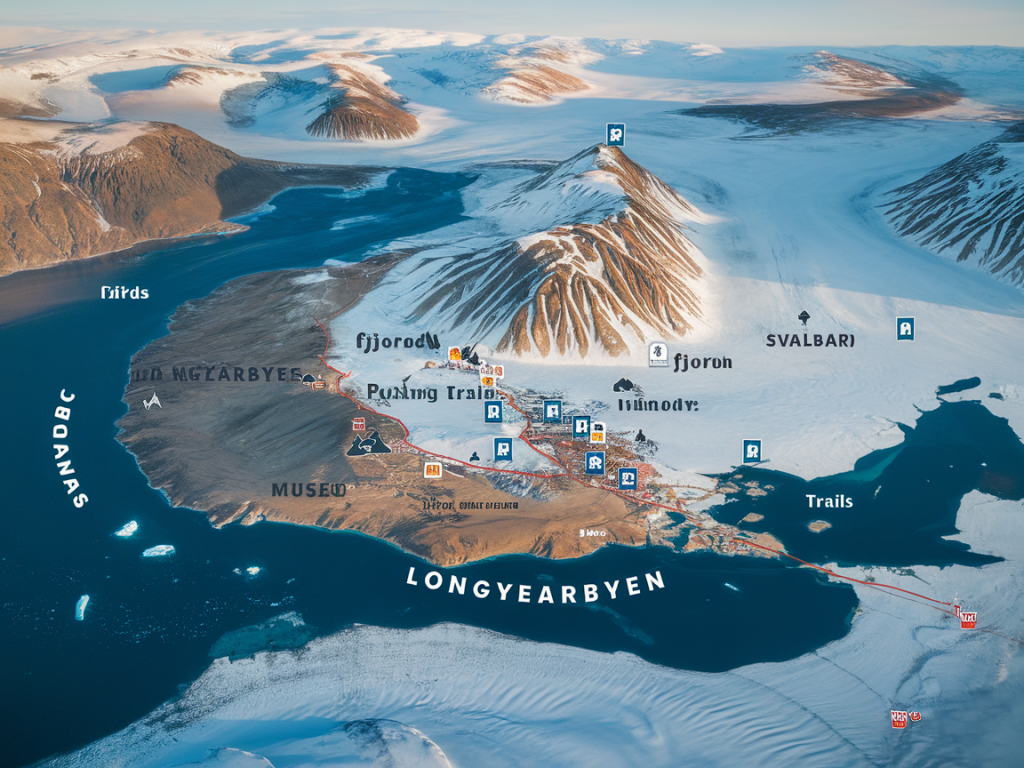 Explorer larchipel arctique avec une carte: svalbard map guide
