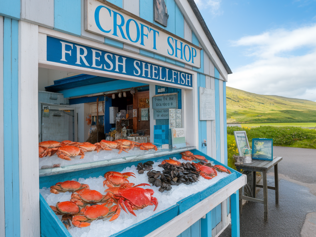Which croft shops sell fresh shellfish in durness and how to ask for local recommendations